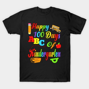 Happy 100 Days of Kindergarten Kids Teachers T-Shirt